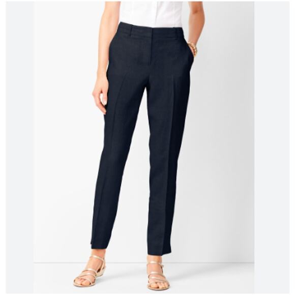 TALBOTS PETITES Black Irish Linen Capri Pants Size 10 - Picture 1 of 8